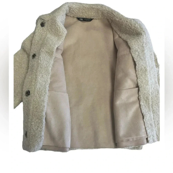 Zara Off White  Teddy Coat Size Small - Picture 6 of 10